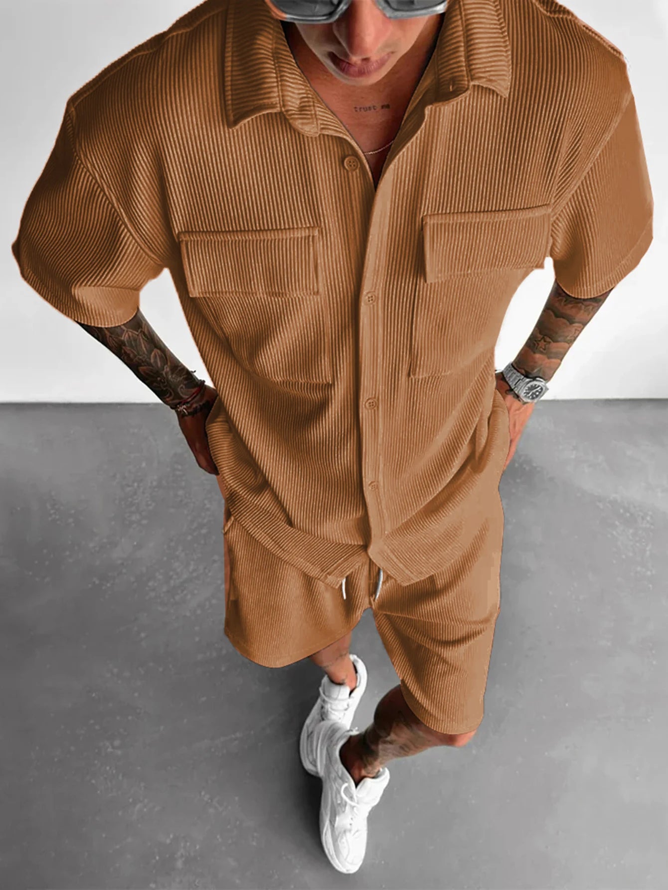 Men’s Summer Short Sleeve Shirt + Shorts Sports Suit
