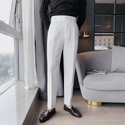 Italian Naples High-Waist Trousers for Men