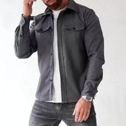 KOALA SYDNEY  Koala Sydney Casual Long-Sleeved Shirt Jacket Men'S Autumn And Winter New American Street Fashion Solid Color Workwear Men'S Shirt
