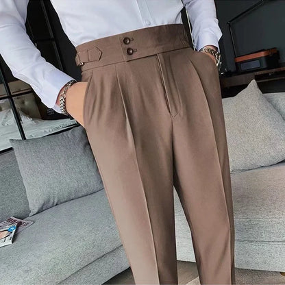 Italian Naples High-Waist Trousers for Men