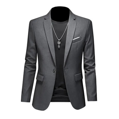 High-End Boutique Men's Blazer Solid Color