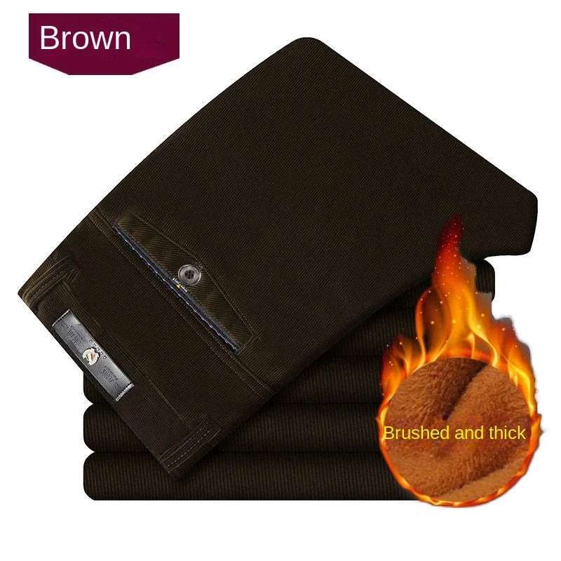 Men’s Autumn & Winter Corduroy Fleece-Lined Pants