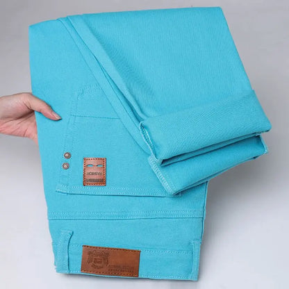 6-Color Men’s Stretch Cotton Straight-Leg Jeans