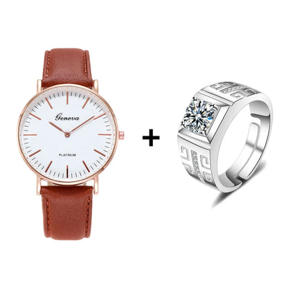 Men’s Ultra-Thin Leather Quartz Watch