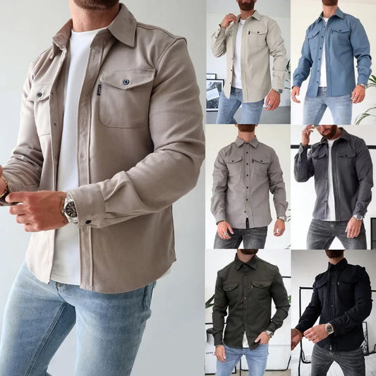 KOALA SYDNEY  Koala Sydney Casual Long-Sleeved Shirt Jacket Men'S Autumn And Winter New American Street Fashion Solid Color Workwear Men'S Shirt