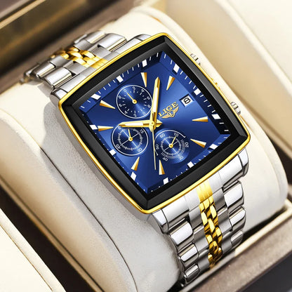 LIGE Luxury Square Chronograph Quartz Men’s Watch