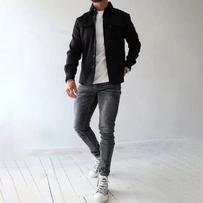 KOALA SYDNEY  Koala Sydney Casual Long-Sleeved Shirt Jacket Men'S Autumn And Winter New American Street Fashion Solid Color Workwear Men'S Shirt