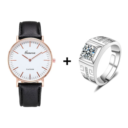 Men’s Ultra-Thin Leather Quartz Watch