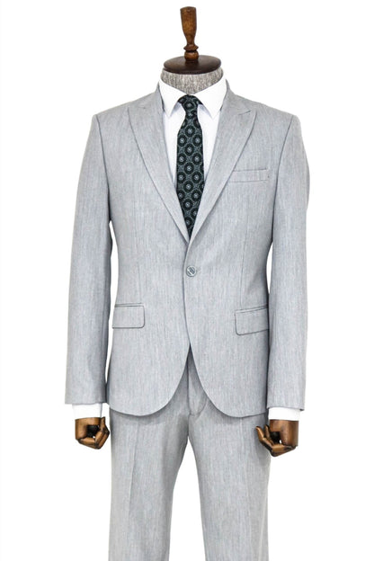 KOALA SYDNEY  2 Piece Plain Slim Fit Grey Men Suit and Shirt Combination -