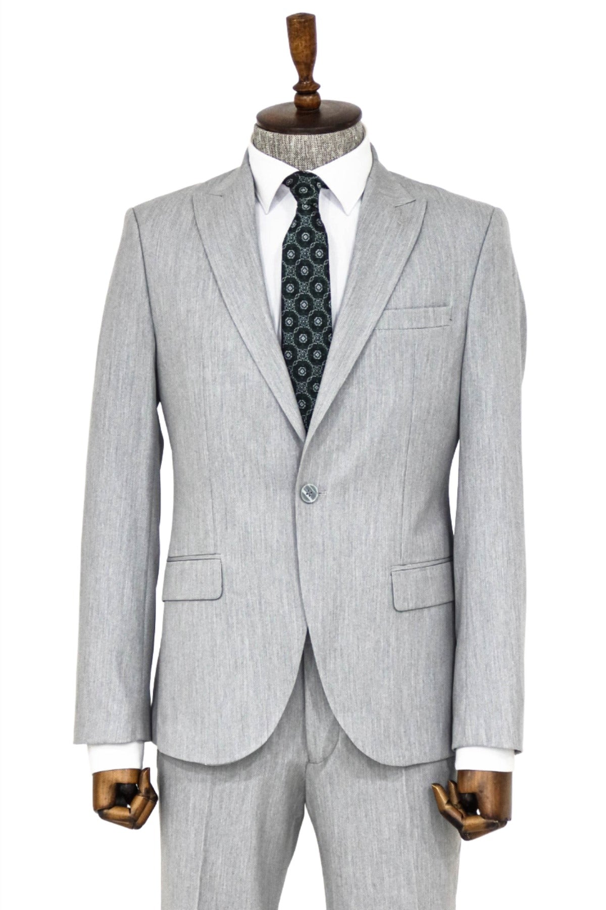 KOALA SYDNEY  2 Piece Plain Slim Fit Grey Men Suit and Shirt Combination -