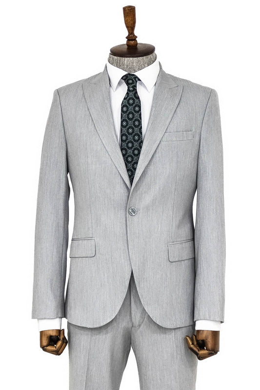 KOALA SYDNEY  2 Piece Plain Slim Fit Grey Men Suit and Shirt Combination -