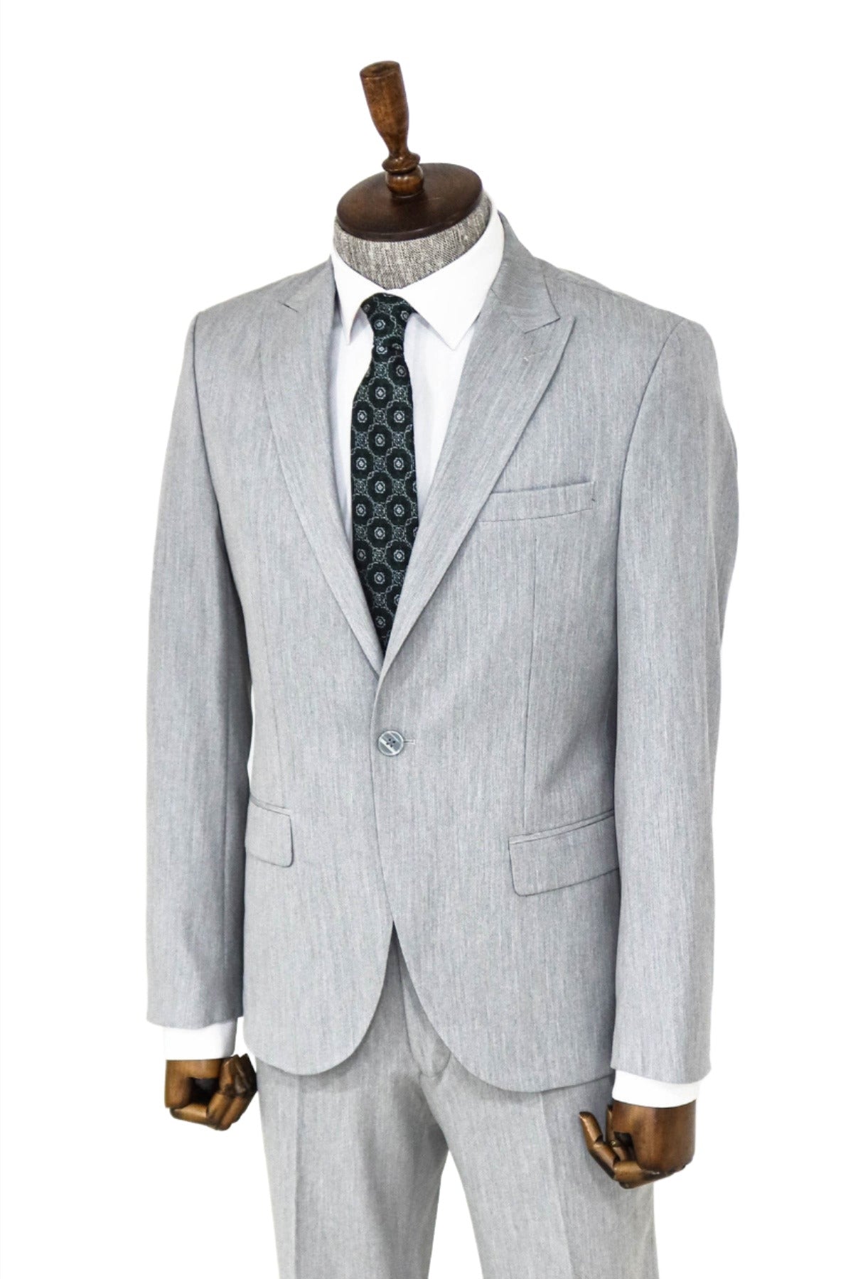 KOALA SYDNEY  2 Piece Plain Slim Fit Grey Men Suit and Shirt Combination -