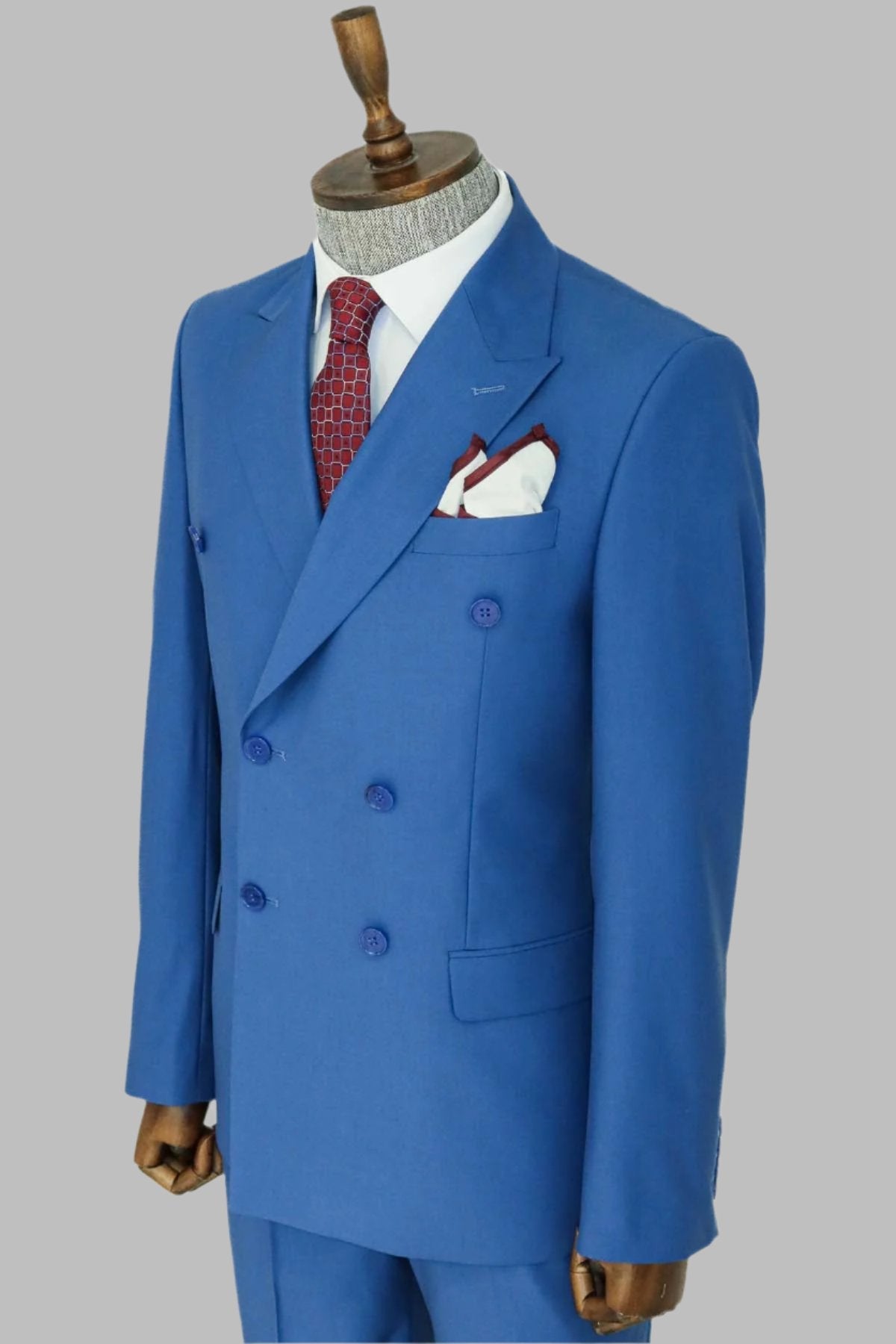 KOALA SYDNEY  Wide Peak Lapel Striped Slim Fit Blue Men Double-Breasted Suit and Shirt Combination
