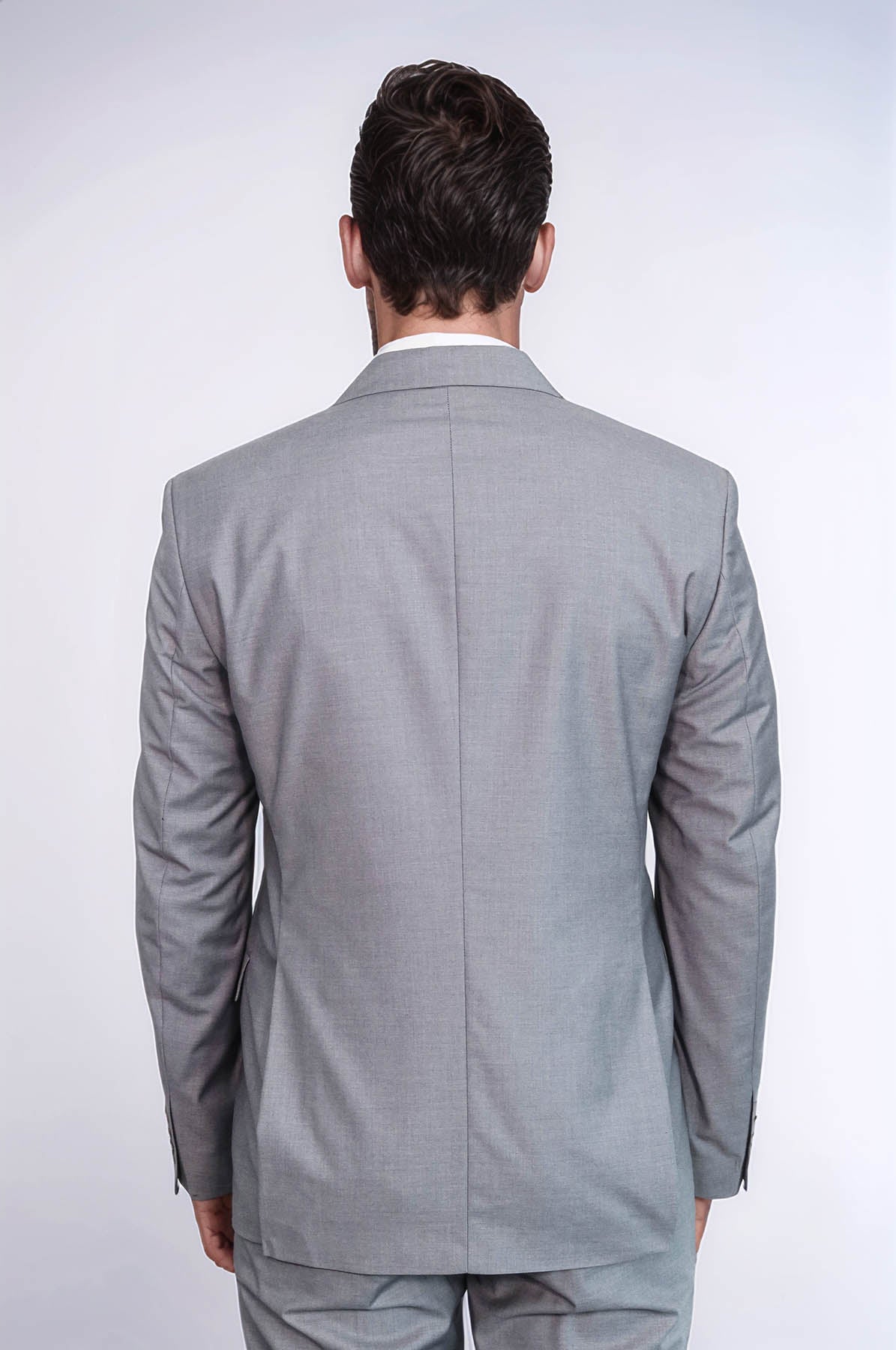 KOALA SYDNEY Wide Peak Lapel Striped Slim Fit Gray Men Double-Breasted Suit