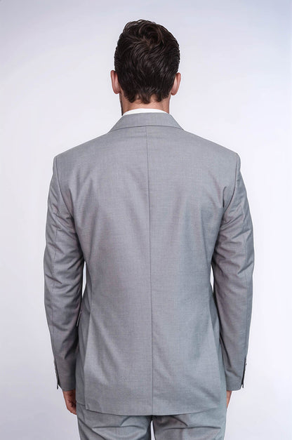 KOALA SYDNEY Wide Peak Lapel Striped Slim Fit Gray Men Double-Breasted Suit
