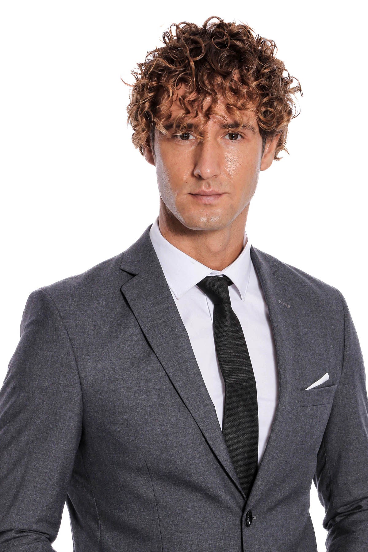 2 Buttons 2 Piece Grey Men Suit