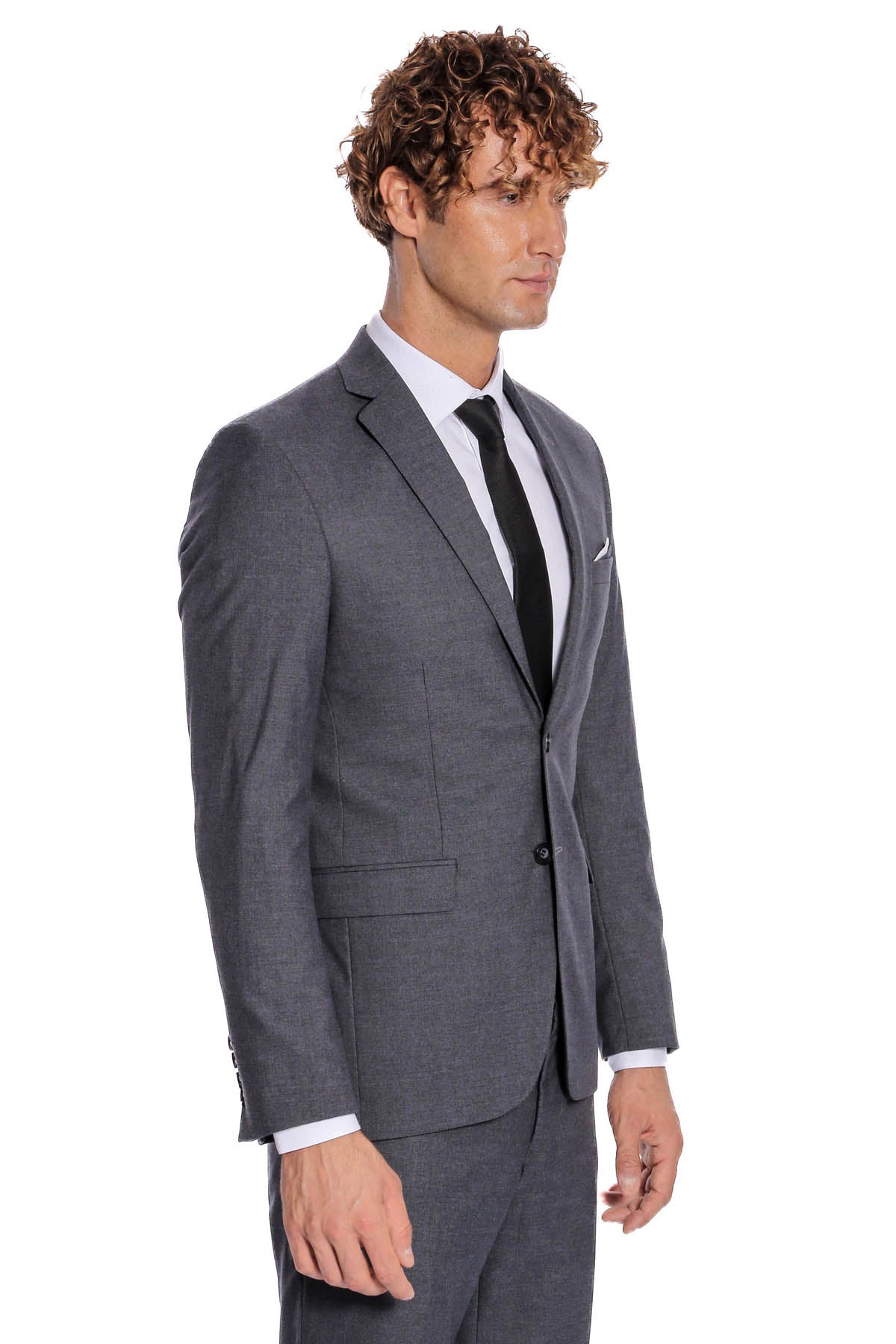 2 Buttons 2 Piece Grey Men Suit