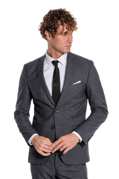 2 Buttons 2 Piece Grey Men Suit