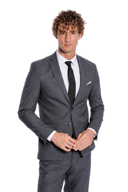 2 Buttons 2 Piece Grey Men Suit