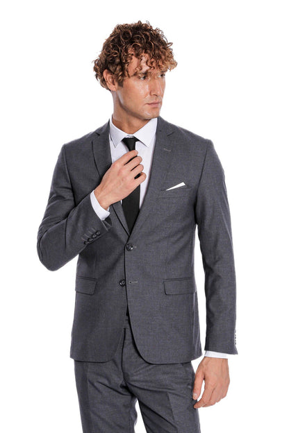 2 Buttons 2 Piece Grey Men Suit