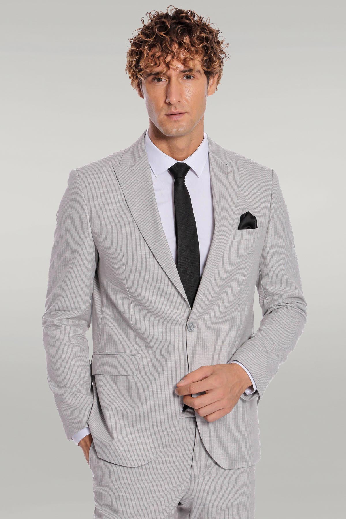 KOALA SYDNEY 2 Piece Striped Grey Men Suit
