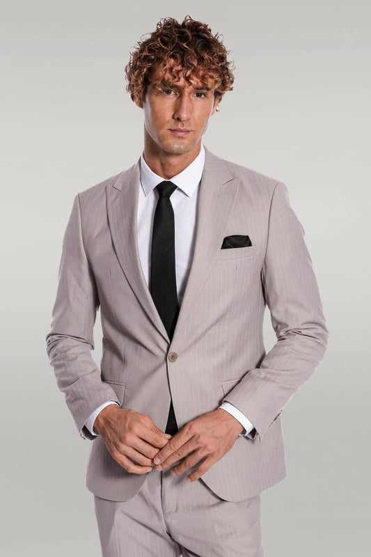 KOALA SYDNEY 2 Piece Striped Grey Men Suit