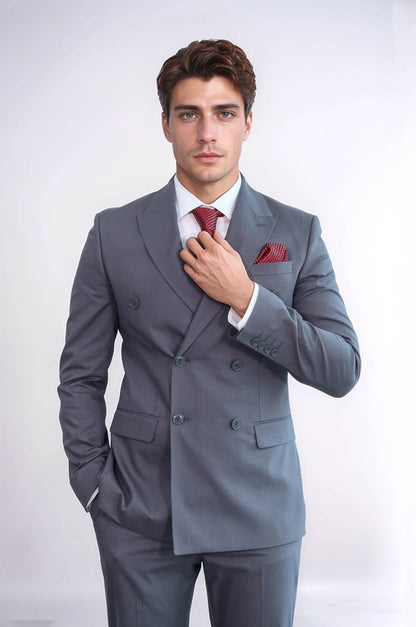KOALA SYDNEY  Classic Pinstripe Double Breasted Men's Taupe Suit