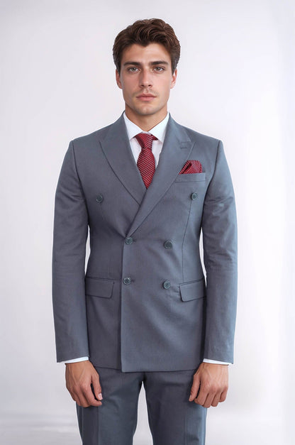 KOALA SYDNEY  Classic Pinstripe Double Breasted Men's Taupe Suit