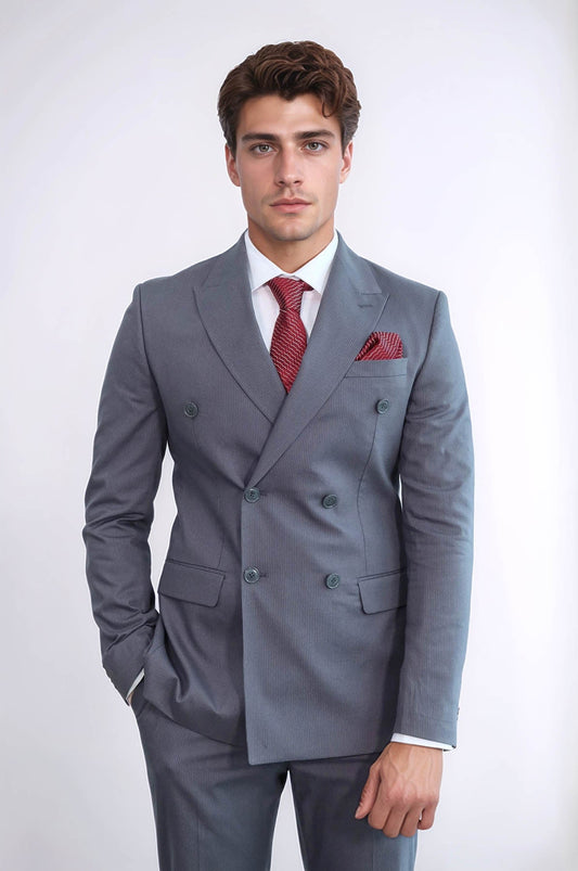KOALA SYDNEY  Classic Pinstripe Double Breasted Men's Taupe Suit