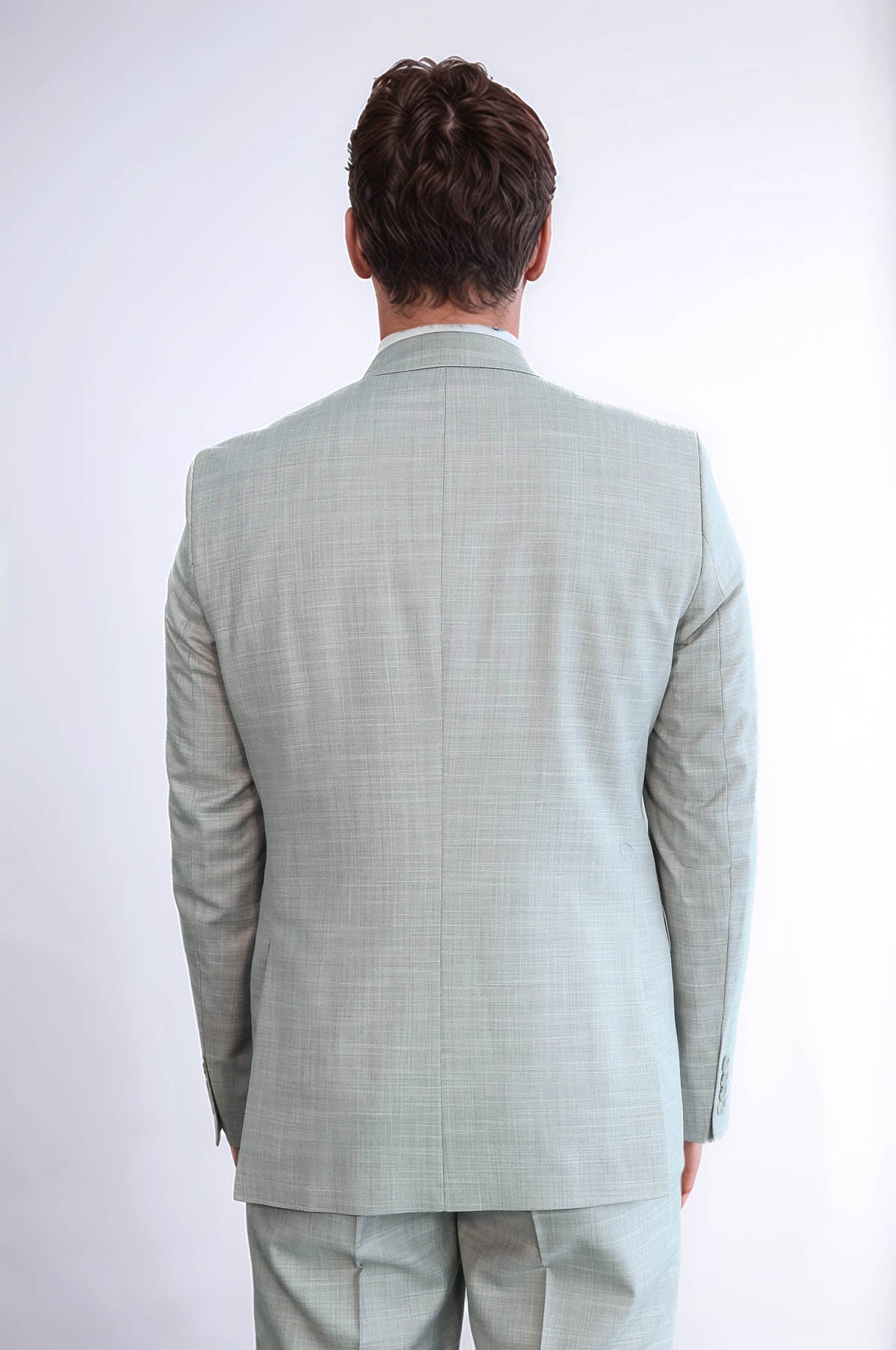Two Piece Slim Fit Single Button Light Grey Men Suit