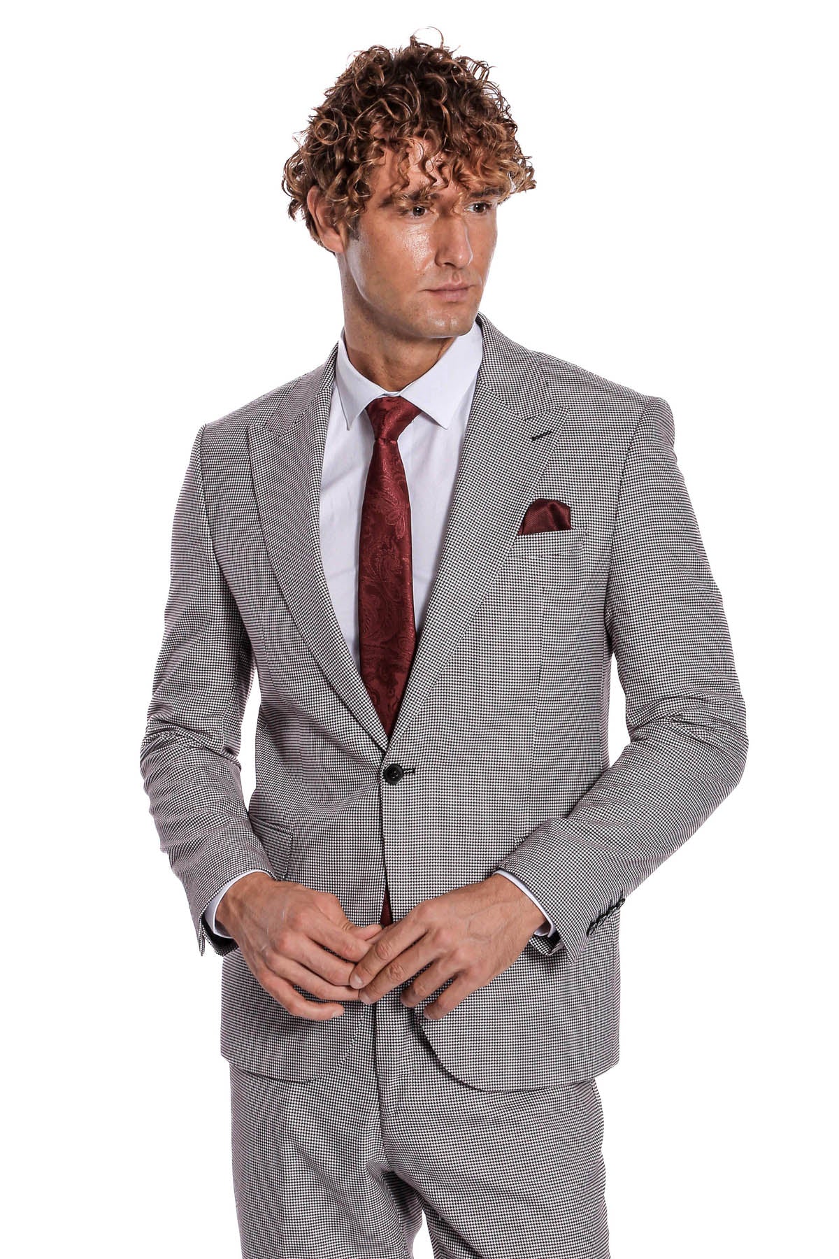 KOALA SYDNEY  Two Piece Patterned Grey Men Suit