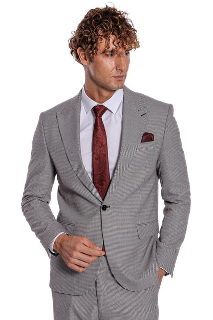 KOALA SYDNEY  Two Piece Patterned Grey Men Suit