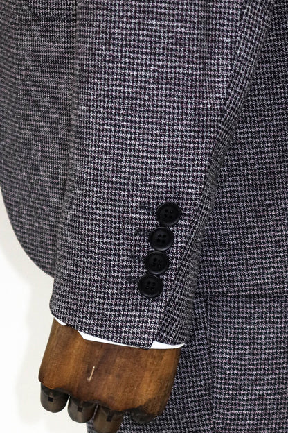 KOALA SYDNEY  Slim Fit Houndstooth Patterned 2 Piece Grey Men Suit