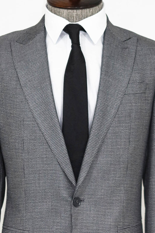 KOALA SYDNEY  Slim Fit Houndstooth Patterned 2 Piece Grey Men Suit
