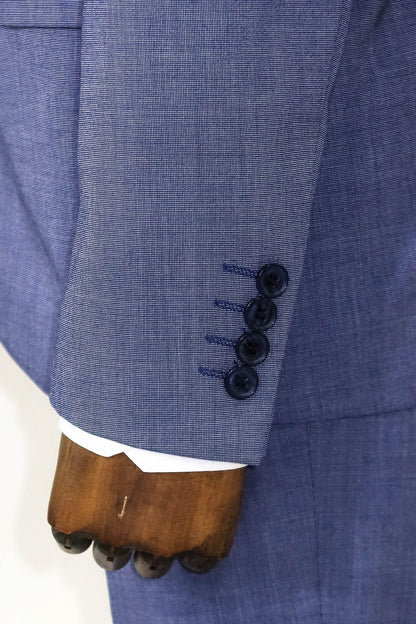 Patterned Two Piece Blue Men Suit -