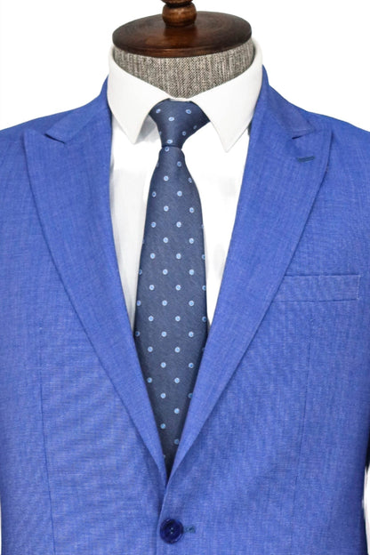 Patterned 2 Piece Slim Fit Light Blue Men Suit and Shirt Combination