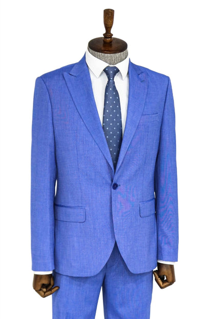 Patterned 2 Piece Slim Fit Light Blue Men Suit and Shirt Combination