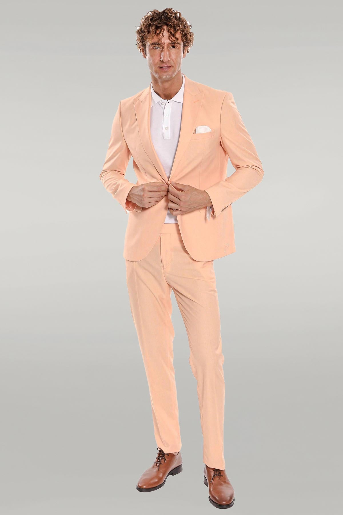 KOALA SYDNEY Patterned 2 Piece Slim Fit Yellow Men Suit