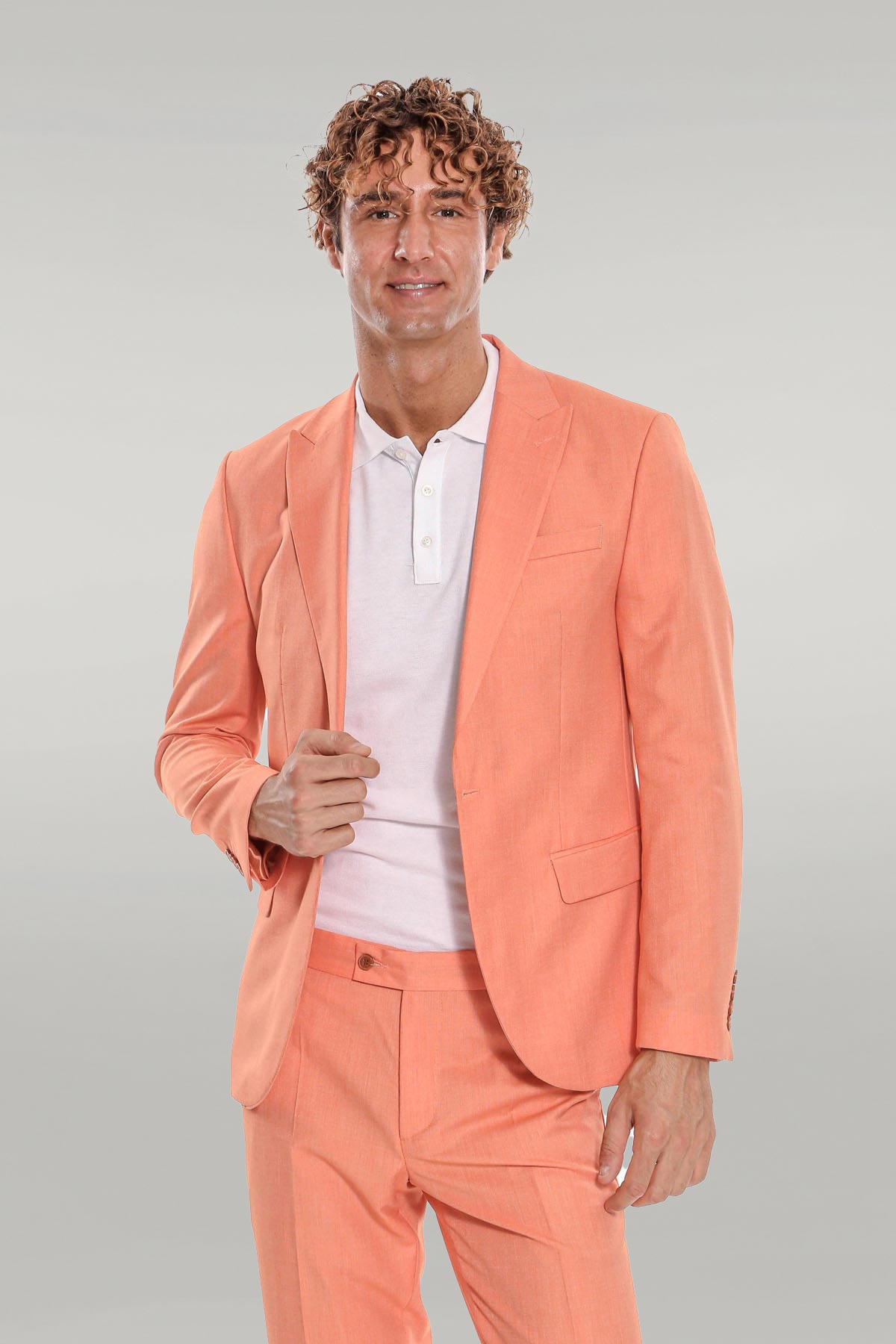 KOALA SYDNEY  2 Piece Patterned Slim Fit Orange Men Suit -