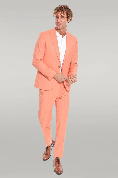KOALA SYDNEY  2 Piece Patterned Slim Fit Orange Men Suit -