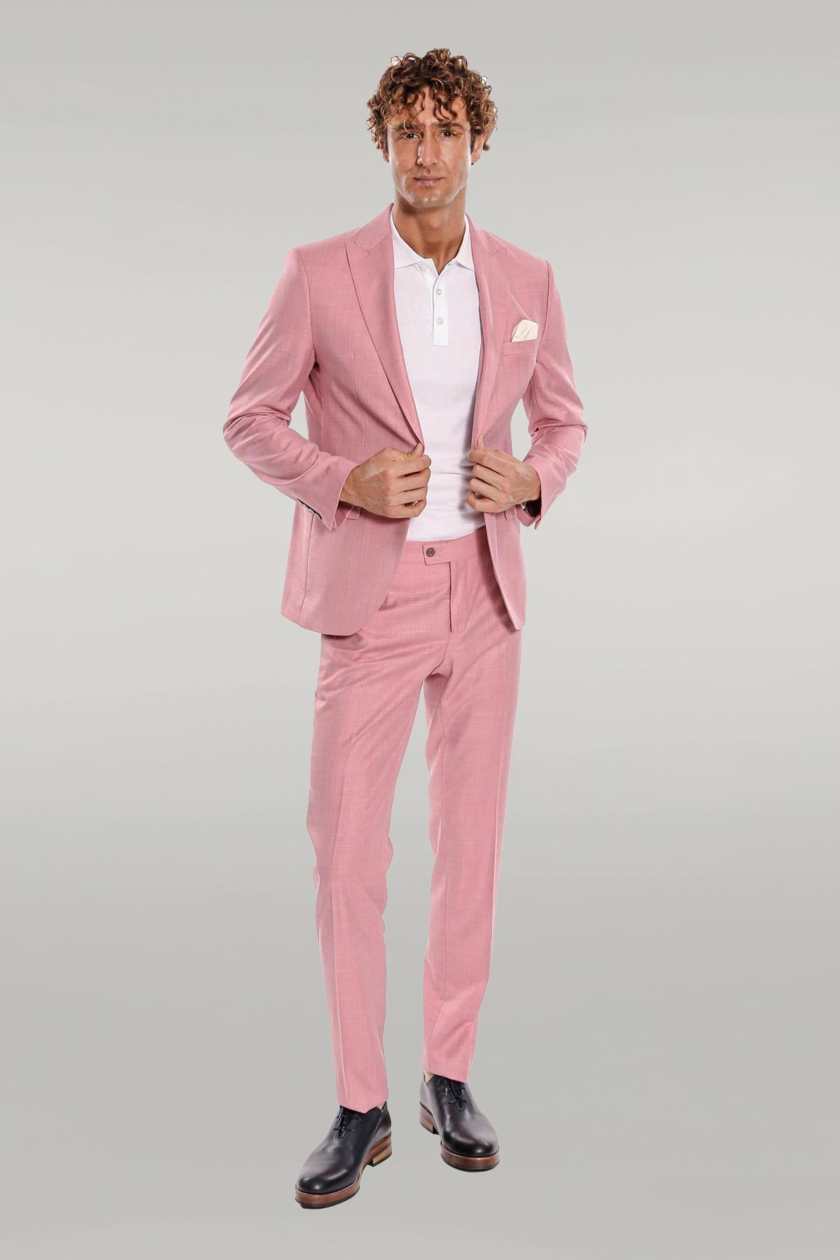 KOALA SYDNEY Patterned 2 Piece Slim Fit Pink Men Suit
