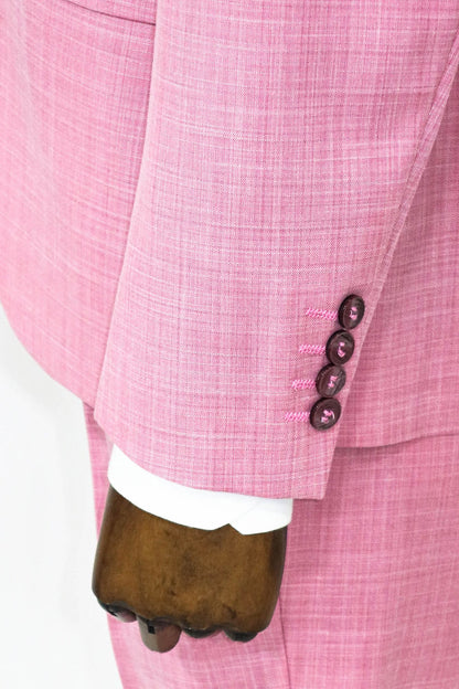Patterned 2 Piece Slim Fit Pink Men Suit and Shirt Combination