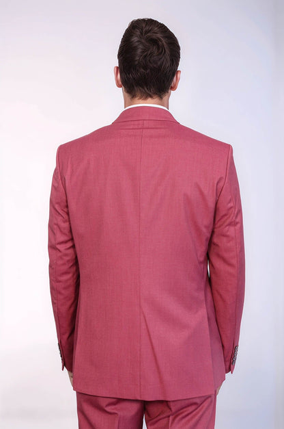 KOALA SYDNEY  2 Piece Patterned Slim Fit Magenta Men Suit -
