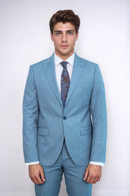 KOALA SYDNEY Patterned 2 Piece Slim Fit Oil Green Men Suit