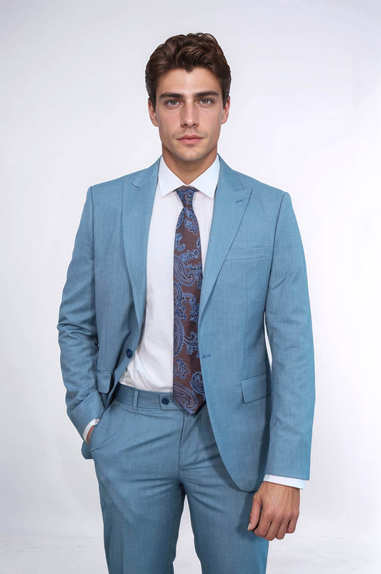 KOALA SYDNEY Patterned 2 Piece Slim Fit Oil Green Men Suit