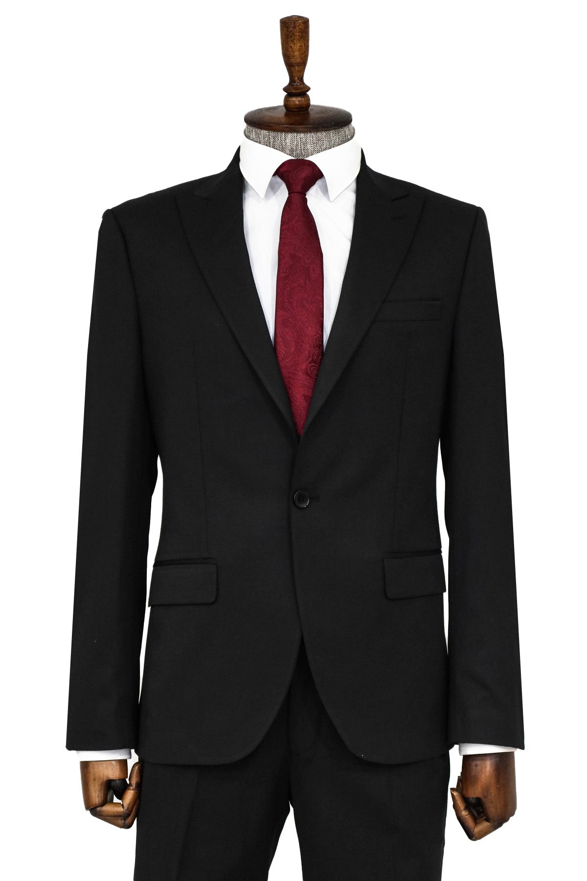Plain 2 Piece Slim Fit Black Men Suit and Shirt Combination