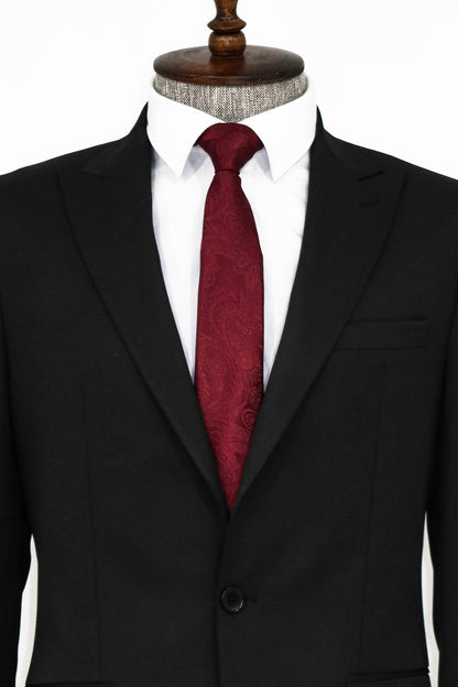 Plain 2 Piece Slim Fit Black Men Suit and Shirt Combination