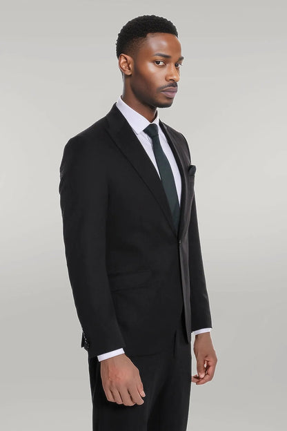 KOALA SYDNEY Plain 2 Piece Slim Fit Black Men Suit