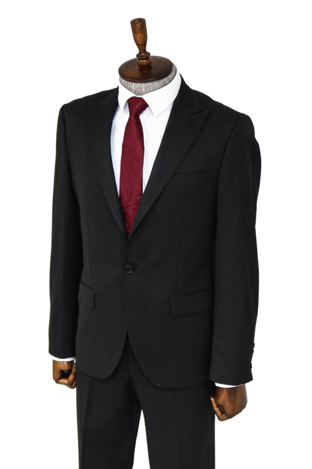 Plain 2 Piece Slim Fit Black Men Suit and Shirt Combination