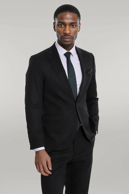 KOALA SYDNEY Plain 2 Piece Slim Fit Black Men Suit